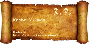 Krohn Vilmos névjegykártya